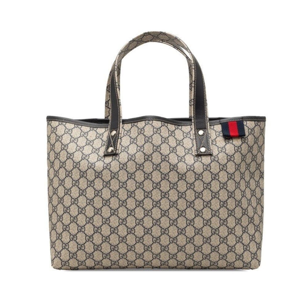Gucci GG Supreme Sherry Line Tote Bag Beige